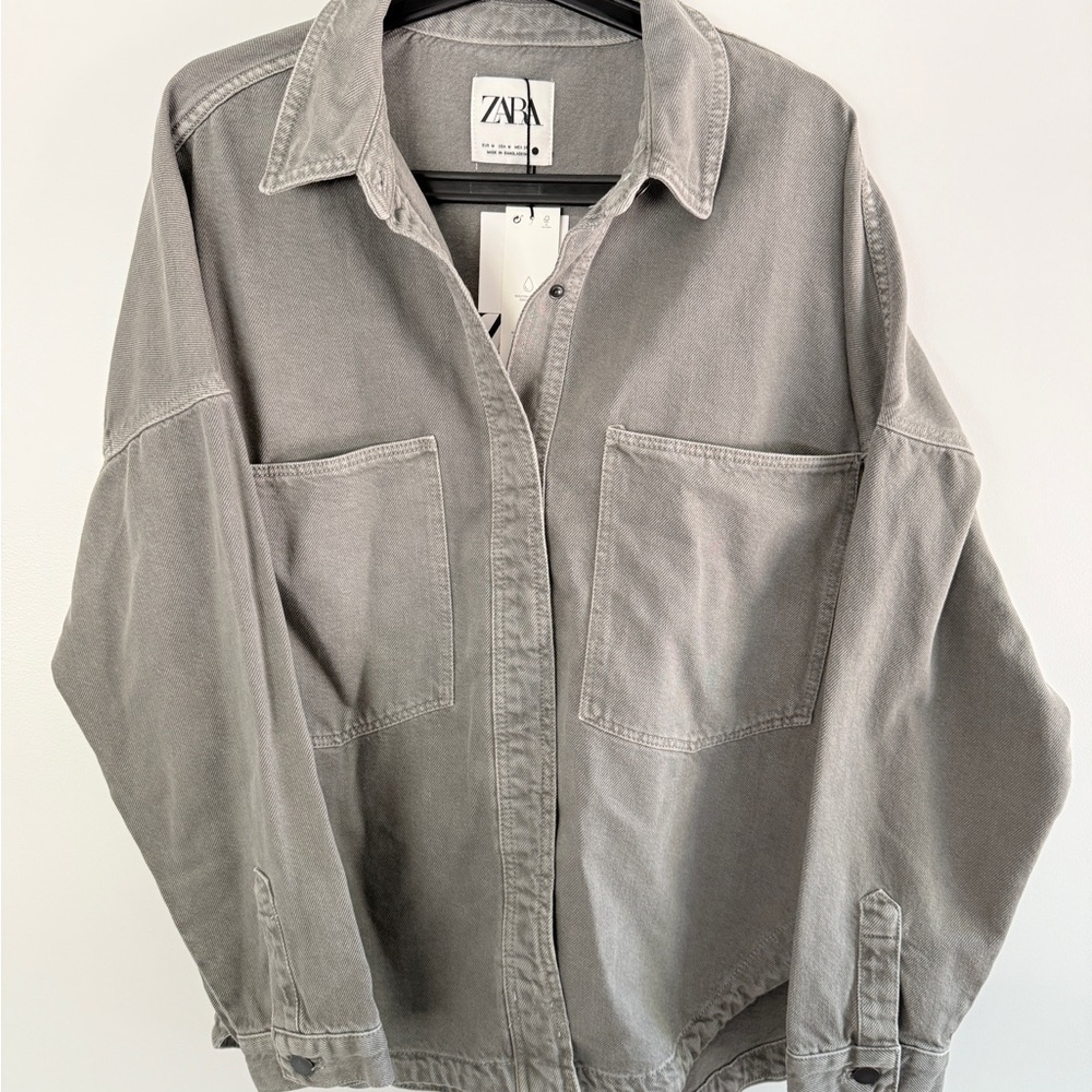 Zara Charcoal Button-Up Jacket